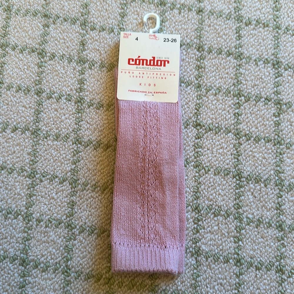 Condor, Dusty Pink Knee High Socks, size 4 (shoe size 23-26), NWT